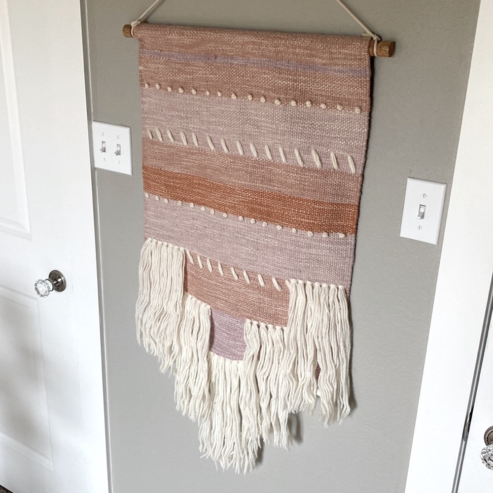 World Market Macrame Wall Tapestry Peach Blush